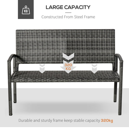 Patio Rattan 2 Seater Garden Bench Wicker Weave Love Seater Armchair Furniture Outdoor Garden Conservatory Chair Grey