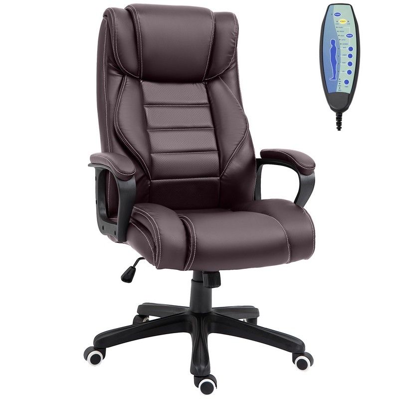 High Back Executive Office Chair 6 Point Vibration Massage Extra Padded Swivel Ergonomic Tilt Desk Seat