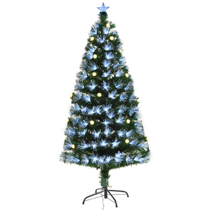 Homcom 6FT White Light Artificial Christmas Tree with 230 LEDs Star Topper Tri-Base Full Bodied Seasonal Decoration Primary Image