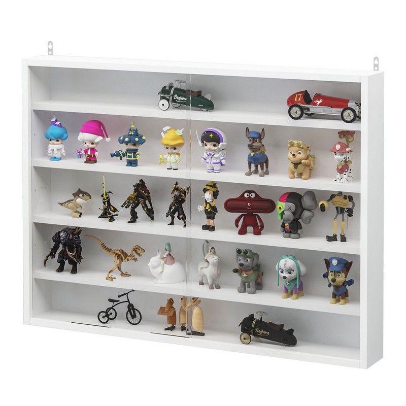Five Tier Wall Display Cabinet Glass Doors