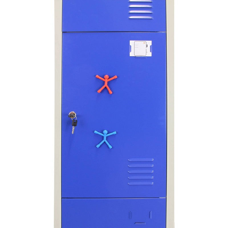 Steel Locker 3 Compartments 180cm - Grey & Blue Flatpack by Raven