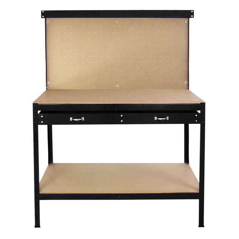 Steel & MDF Workbench 180cm - Black 120cm Pegboard & by Raven