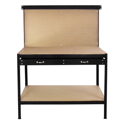 Steel & MDF Workbench 180cm - Black 120cm Pegboard & by Raven