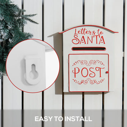 Postbox Christmas Decoration White & Red - 30.5cm