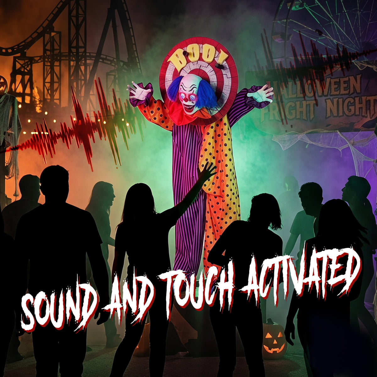 Animated Scary Clown Halloween Decoration - 167cm