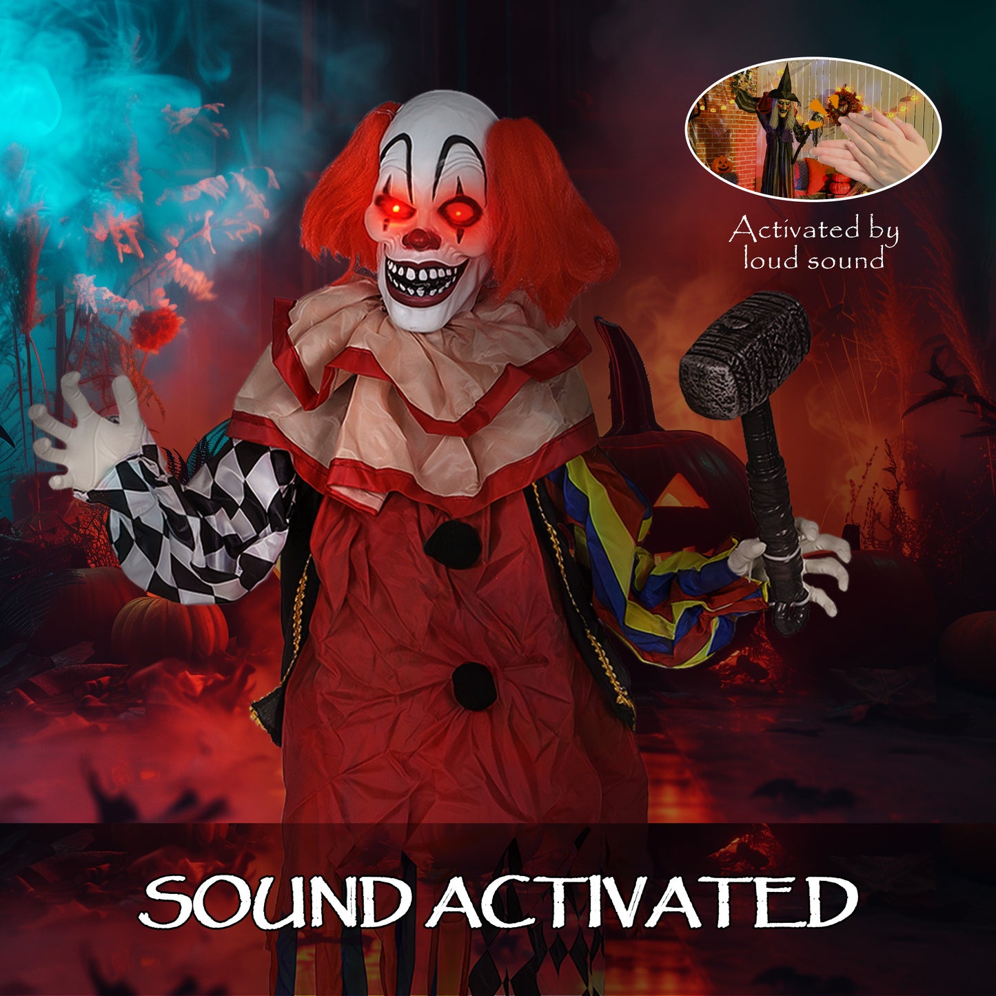 Animated Clown Halloween Decoration - 173cm