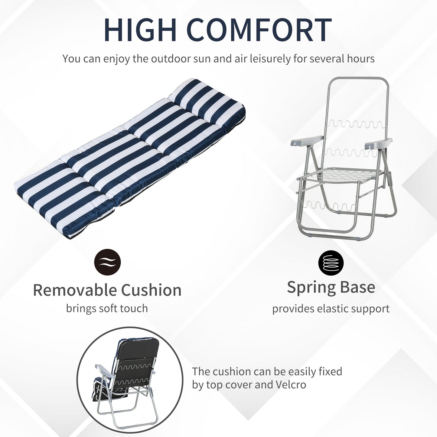 2-Piece Folding Sun Loungers Set-Blue/White