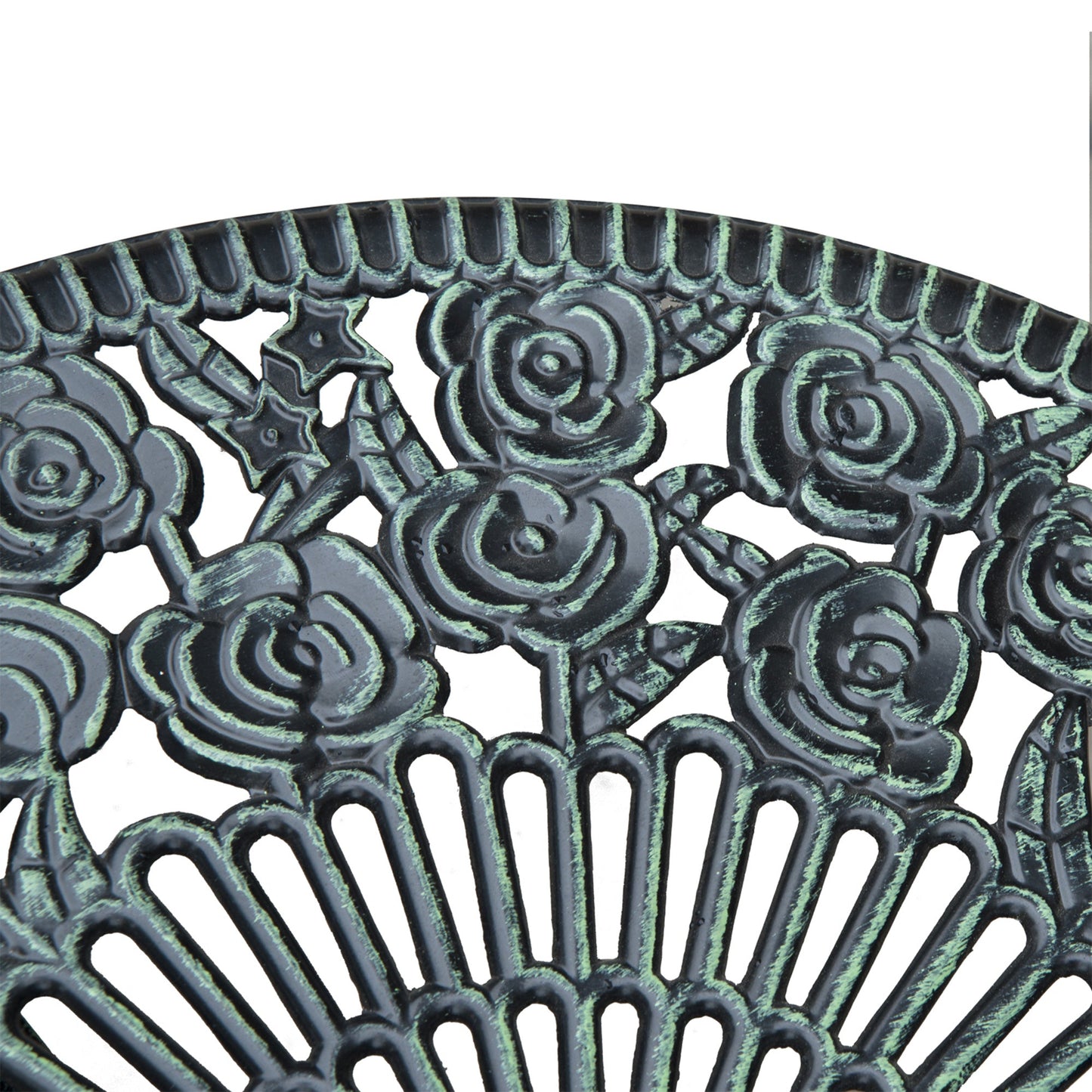 Cast Aluminium Outdoor Patio Garden Bistro Elegant Design Table Chair Set - Green 3-Piece