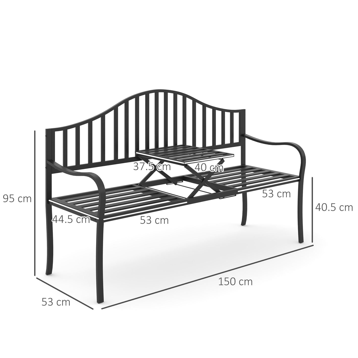 Metal Bench W/Table