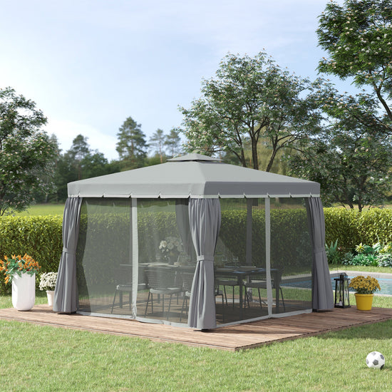 Outsunny 3 x 3(m) Garden Gazebo Marquee Tent Canopy Shelter Pavilion main image 1