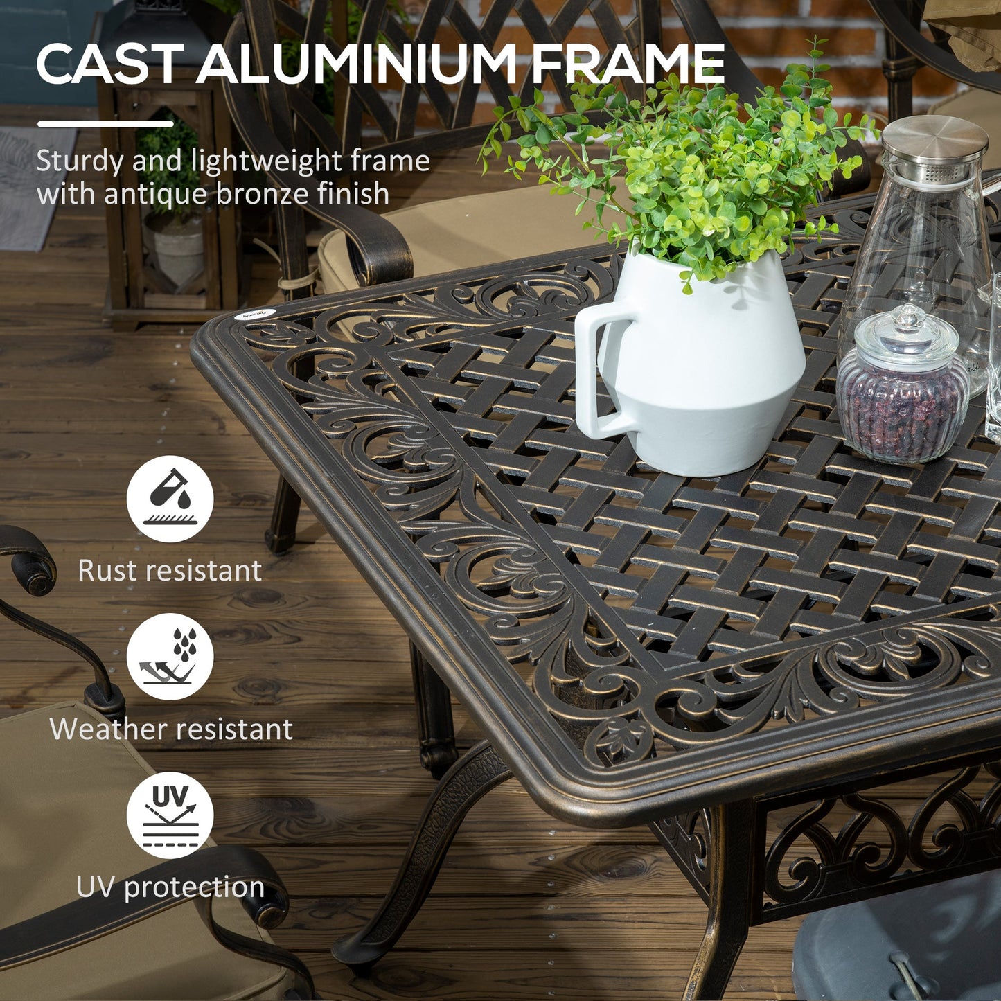 7-Piece Outdoor Patio Dining Set with Umbrella Hole