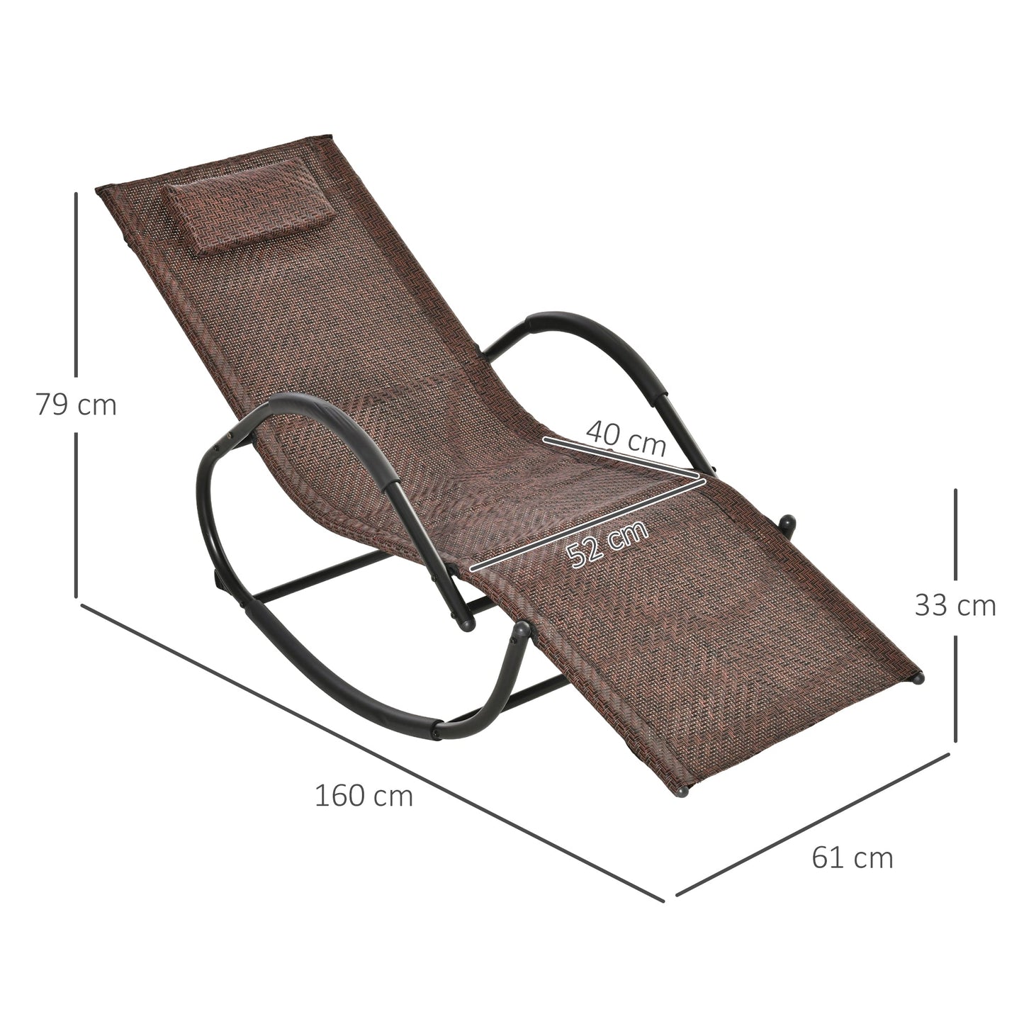 Zero Gravity Rocking Lounge Chair w/ Pillow for Indoor & Outdoor Texteline Brown
