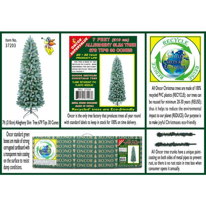 7ft Oncor Allegheny Slim Christmas Tree Artificial - White Frosted Green 700 Tips