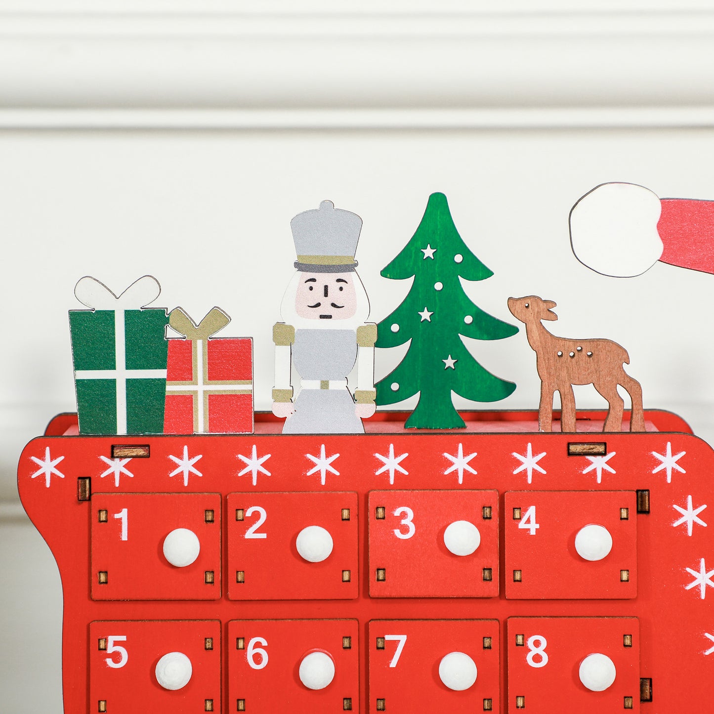 Christmas Sleigh Advent Calendar Red - 36cm