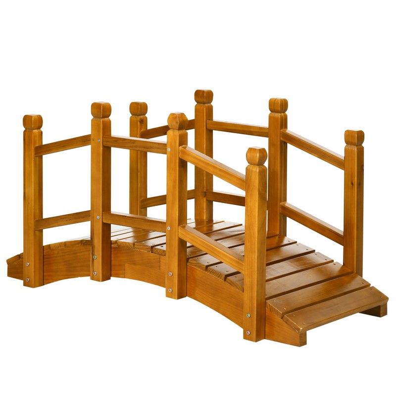 Outsunny Wooden Garden Bridge with Safety Railings Primary Image