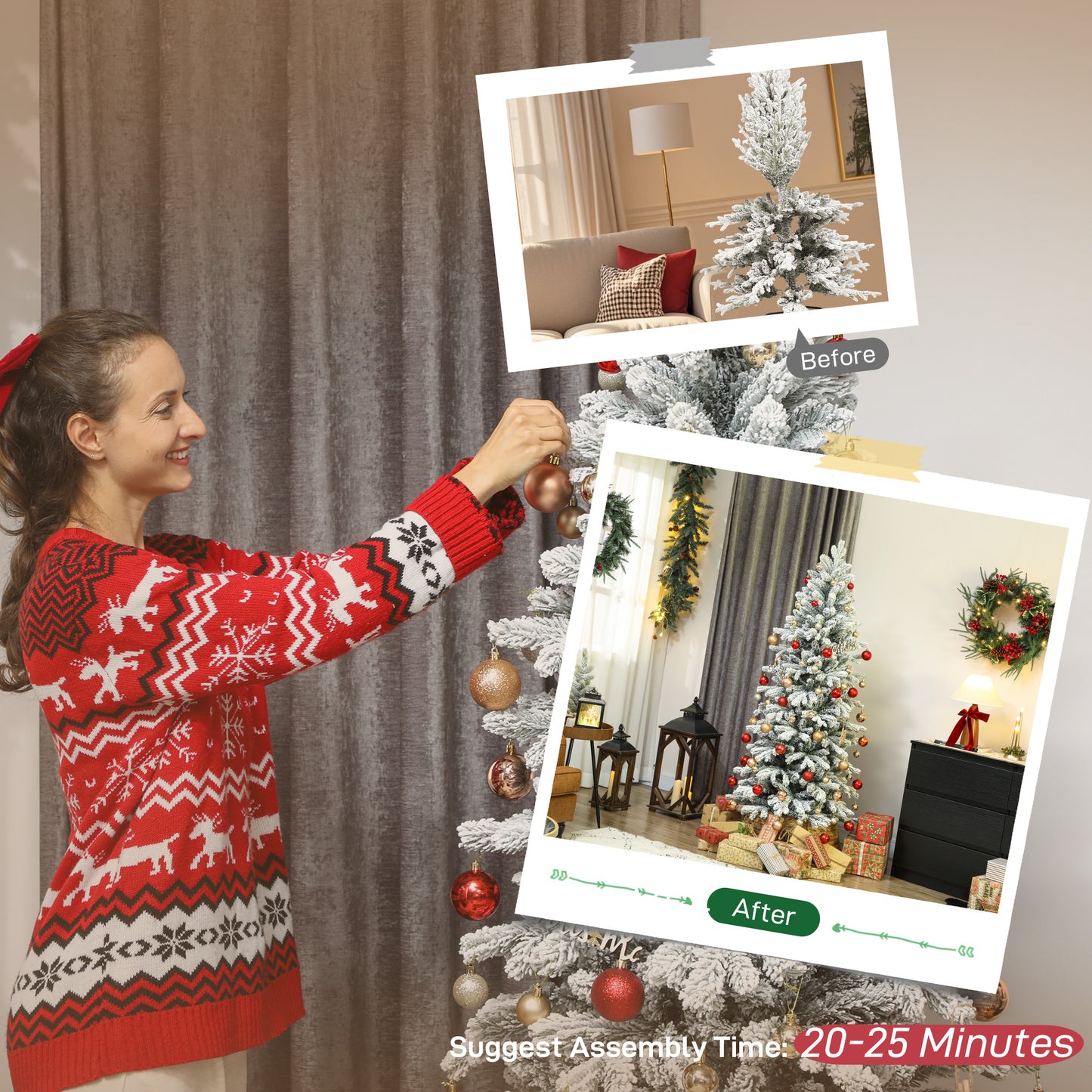 6ft Slim Christmas Tree Artificial - White Frosted Green  756 Tips