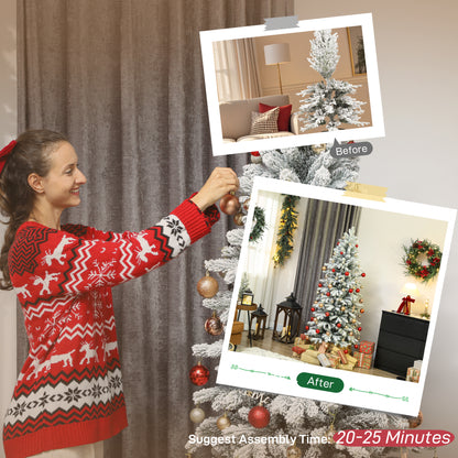 6ft Slim Christmas Tree Artificial - White Frosted Green  756 Tips