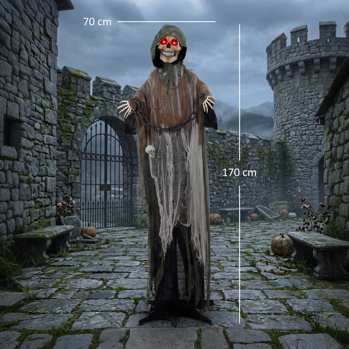 Animated Grim Reaper Halloween Decoration - 170cm