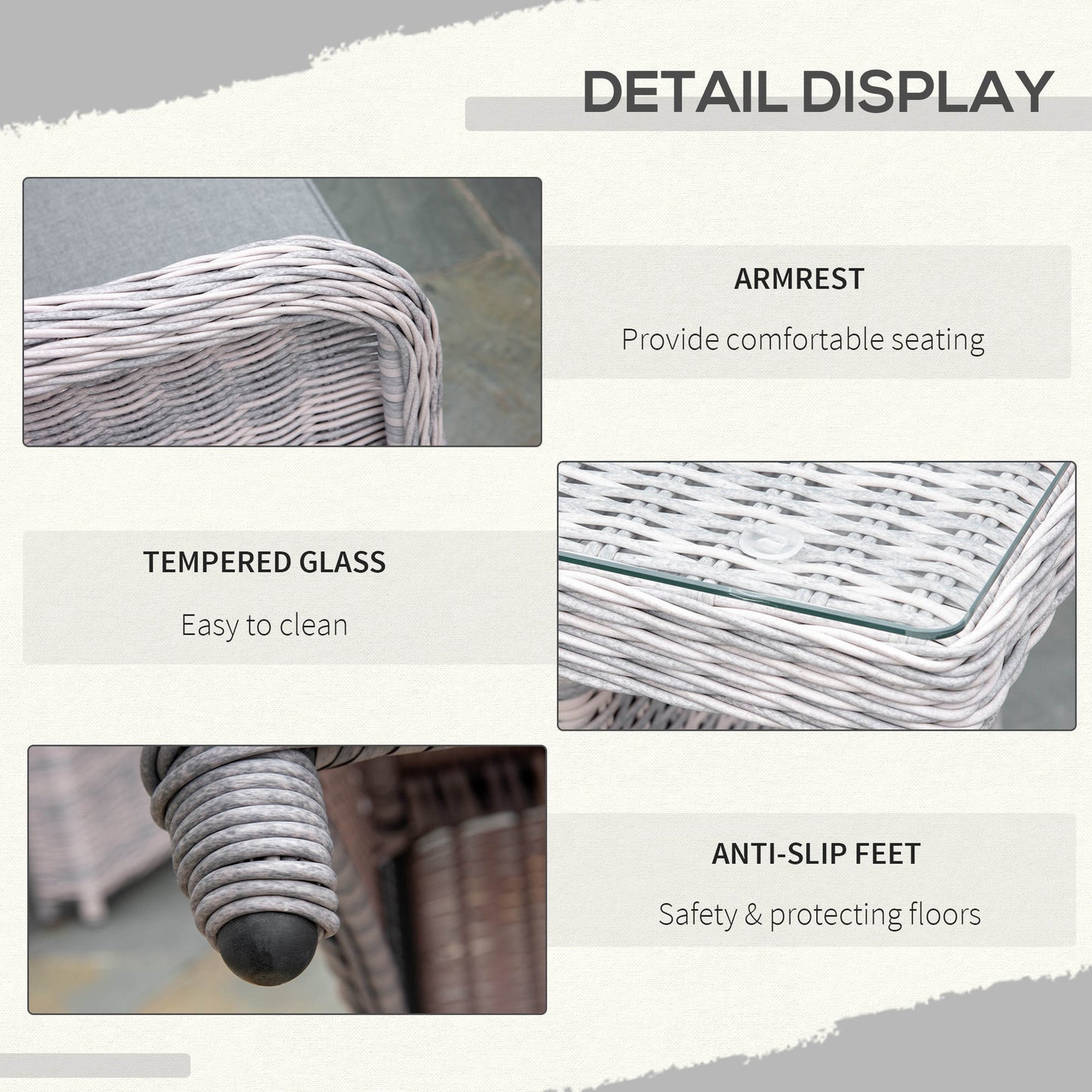 7-Pieces Patio Wicker Rectangular Garden Dining Set