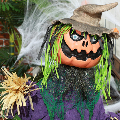 Animated Pumpkin Scarecrow Halloween Decoration - 114cm