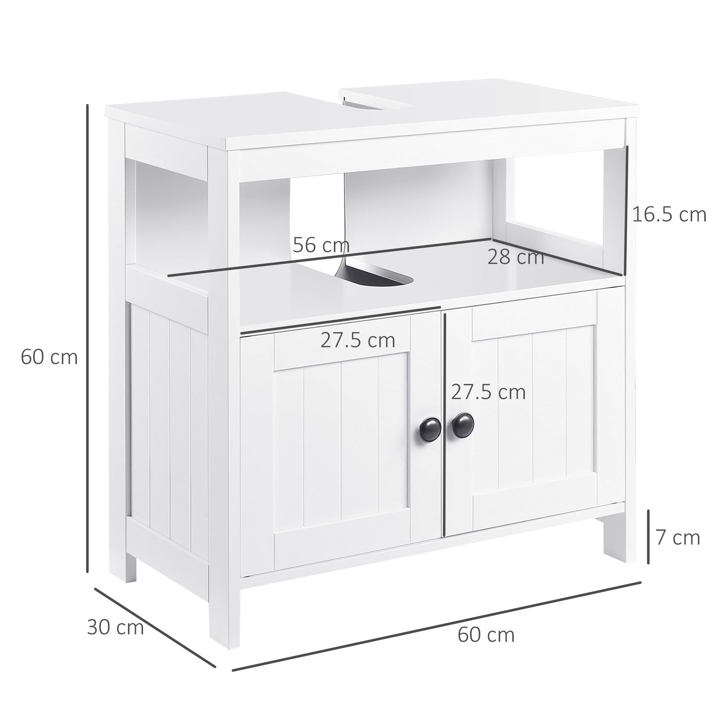kleankin Pedestal Under Sink Cabinet with Double Doors
