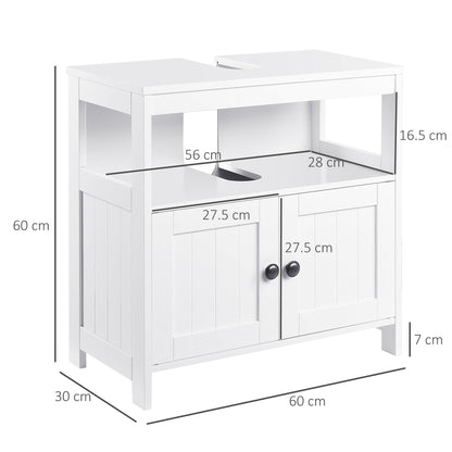 kleankin Pedestal Under Sink Cabinet with Double Doors