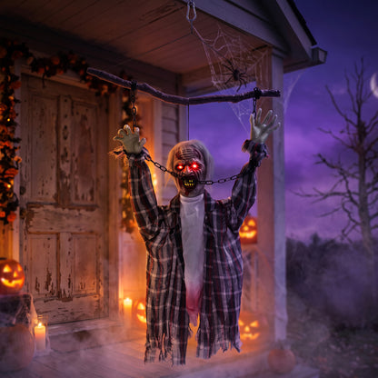 Animated Hanging Zombie Halloween Decoration - 110cm