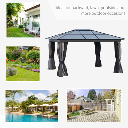 3.6 x 4m Hardtop Gazebo with UV Resistant Polycarbonate Roof & Aluminium Frame