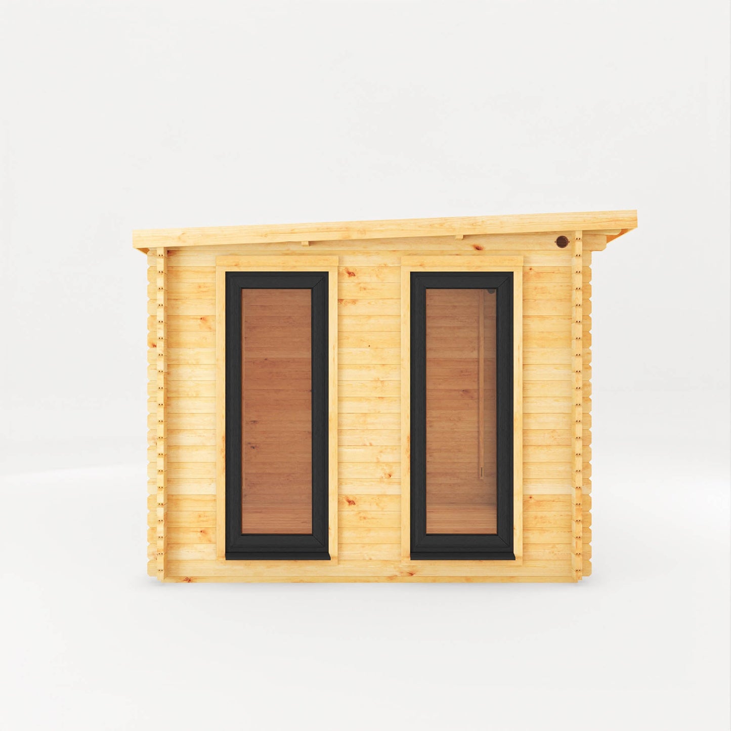 Mercia Studio 10' 11" x 13' 6" Pent Cabin with Shed - Premium 44mm Cladding Loglap - Grey UPVC