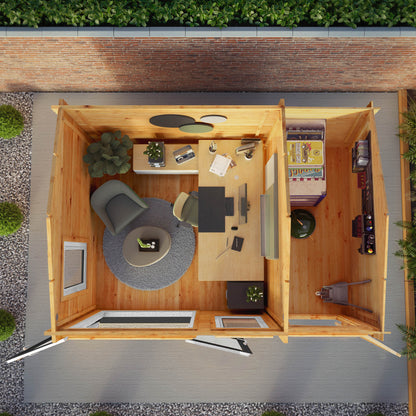 Mercia Elite 10' 3" x 13' 7" Apex Log Cabin - Premium 44mm Cladding Loglap - Grey UPVC