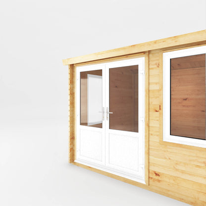 Mercia Elite 10' 3" x 13' 7" Apex Log Cabin - Premium 44mm Cladding Loglap - White UPVC
