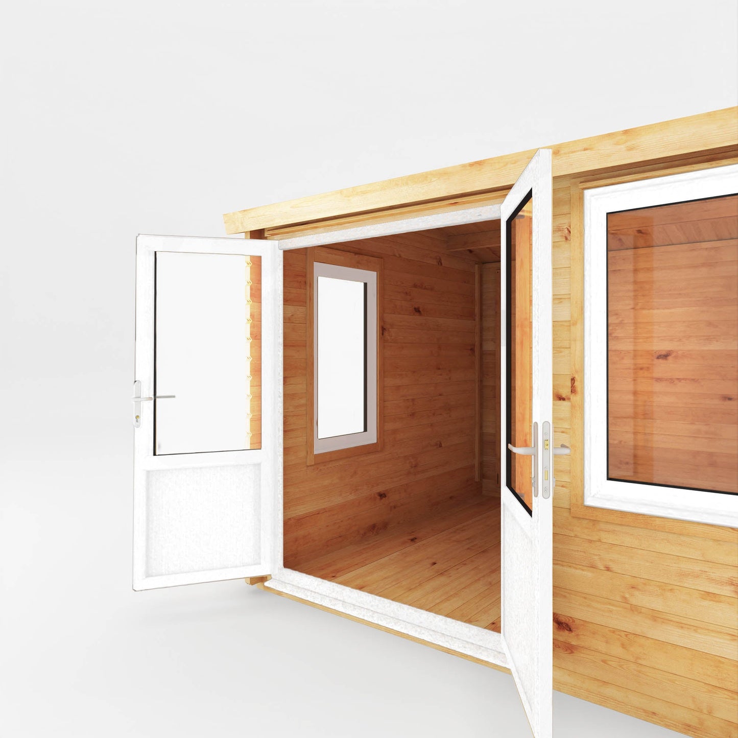 Mercia Elite 10' 3" x 13' 7" Apex Log Cabin - Premium 44mm Cladding Loglap - White UPVC