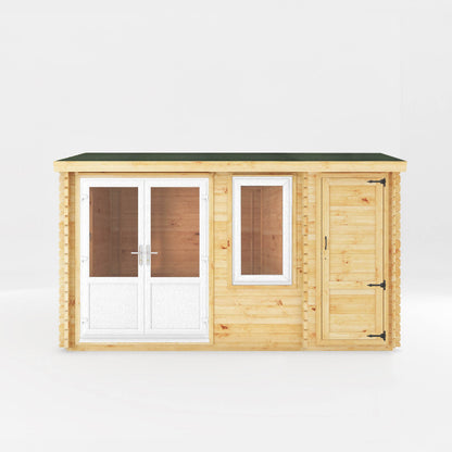 Mercia Elite 10' 3" x 13' 7" Apex Log Cabin - Premium 44mm Cladding Loglap - White UPVC