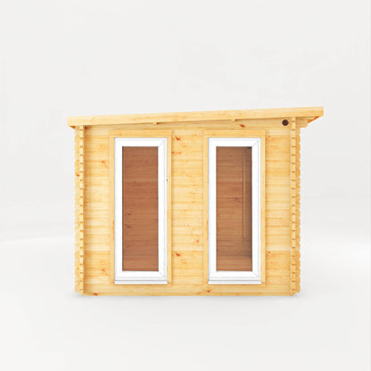 Mercia Studio 10' 11" x 13' 6" Pent Cabin with Shed - Premium 44mm Cladding Loglap - White UPVC