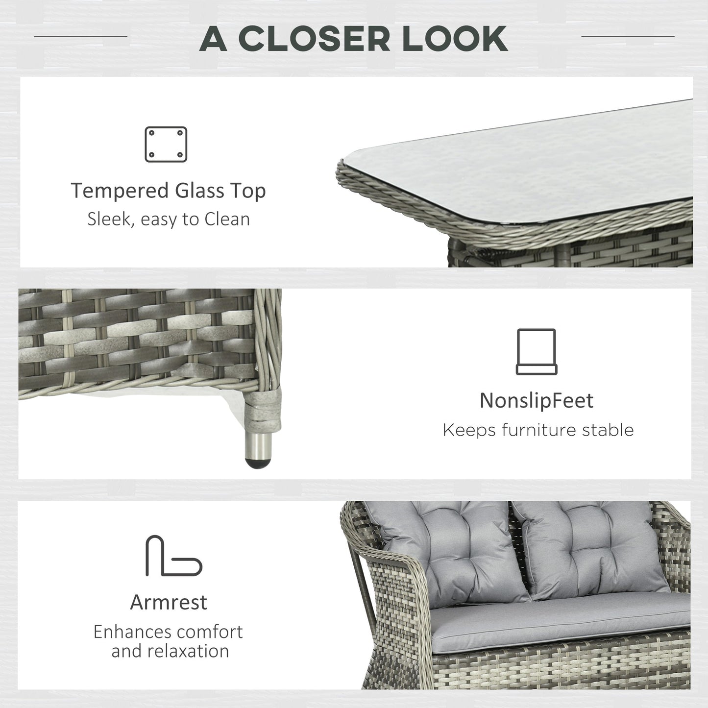 Outsunny 4-Seater PE Rattan Garden Furniture