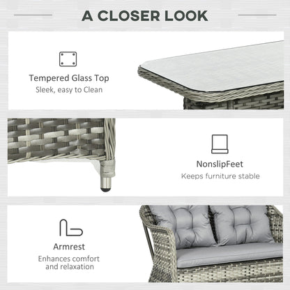 Outsunny 4-Seater PE Rattan Garden Furniture