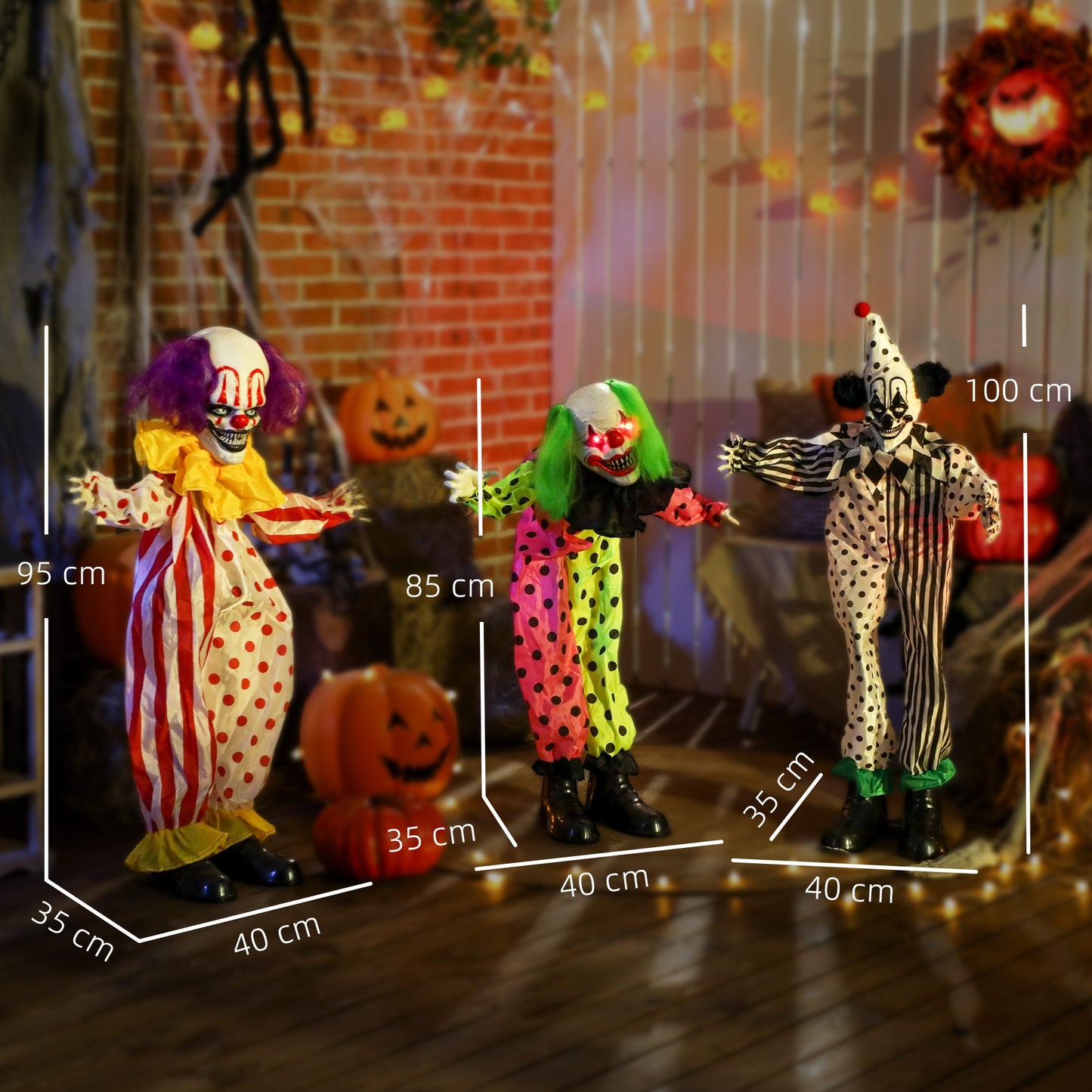 Animated Stacking Clowns Halloween Decoration - 180cm