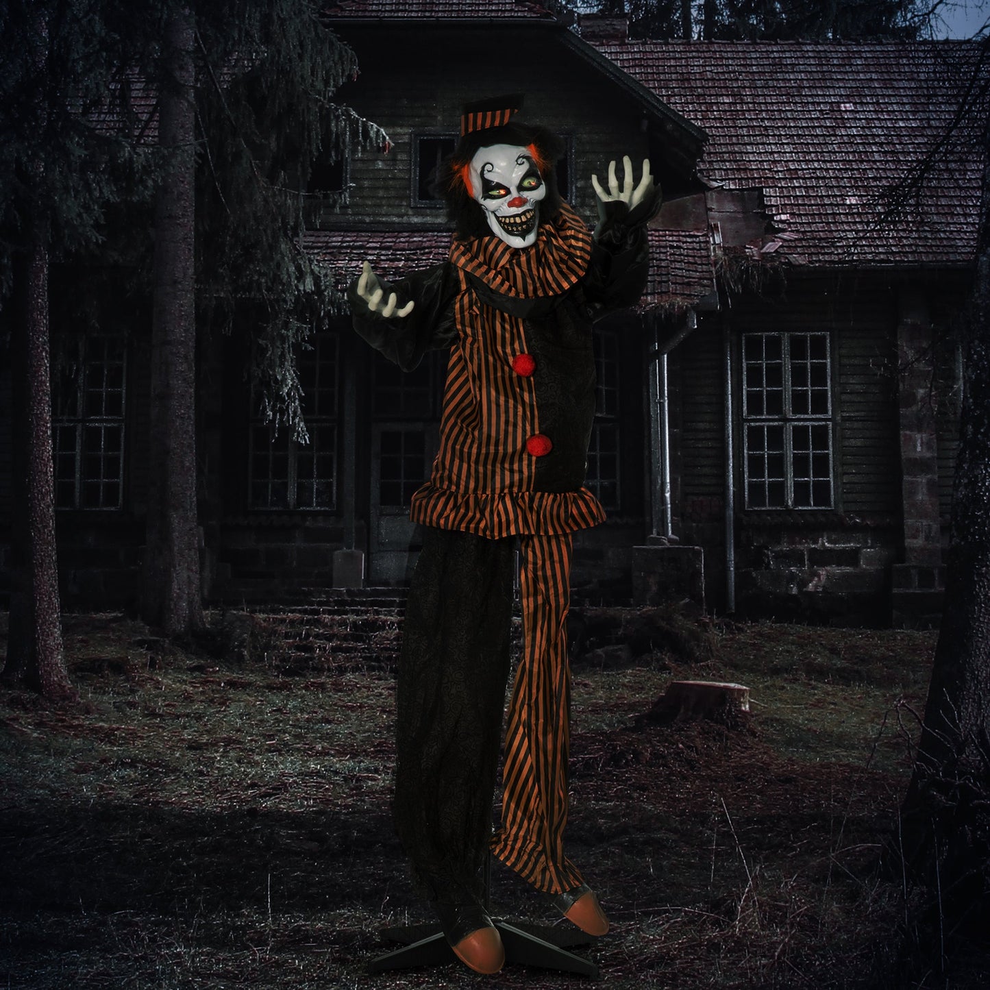 67 Inch Life Size Outdoor Halloween Decorations Talking Circus Clown Primary Image