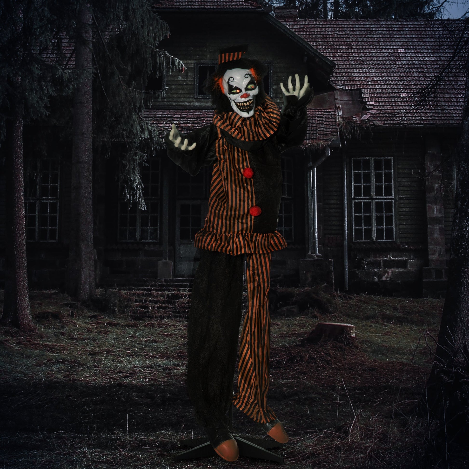 67 Inch Life Size Outdoor Halloween Decorations Talking Circus Clown Primary Image