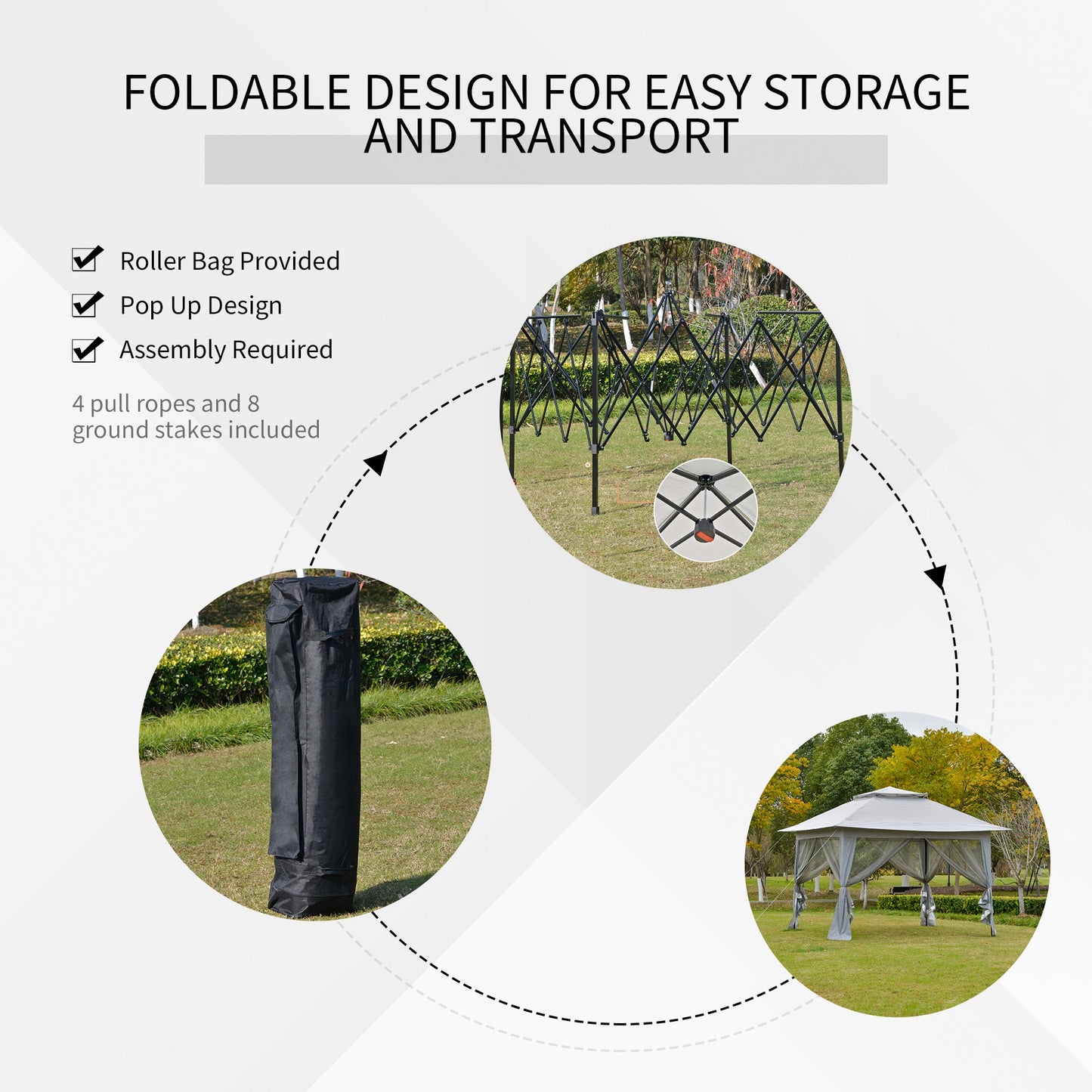 3.6 x 3.6 m Pop up Gazebo with Netting and Carry Bag