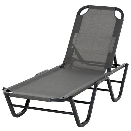 5-Position Sun Lounger Aluminium Grey by Aosom Primary Image