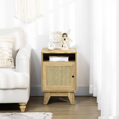 Bedside Table with Rattan Element