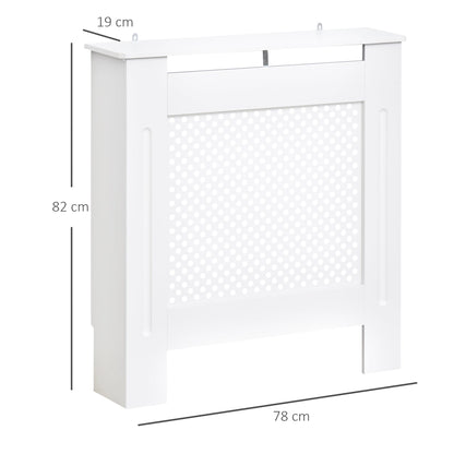 Small Medium-density fibreboard Wood Radiator Cover 78L x 19W x 82H cm -White