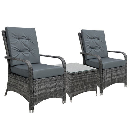 Outsunny 2-Seater Rattan Table Chair Bistro Garden Furniture Set Wicker Table Outdoor Patio Primary Image