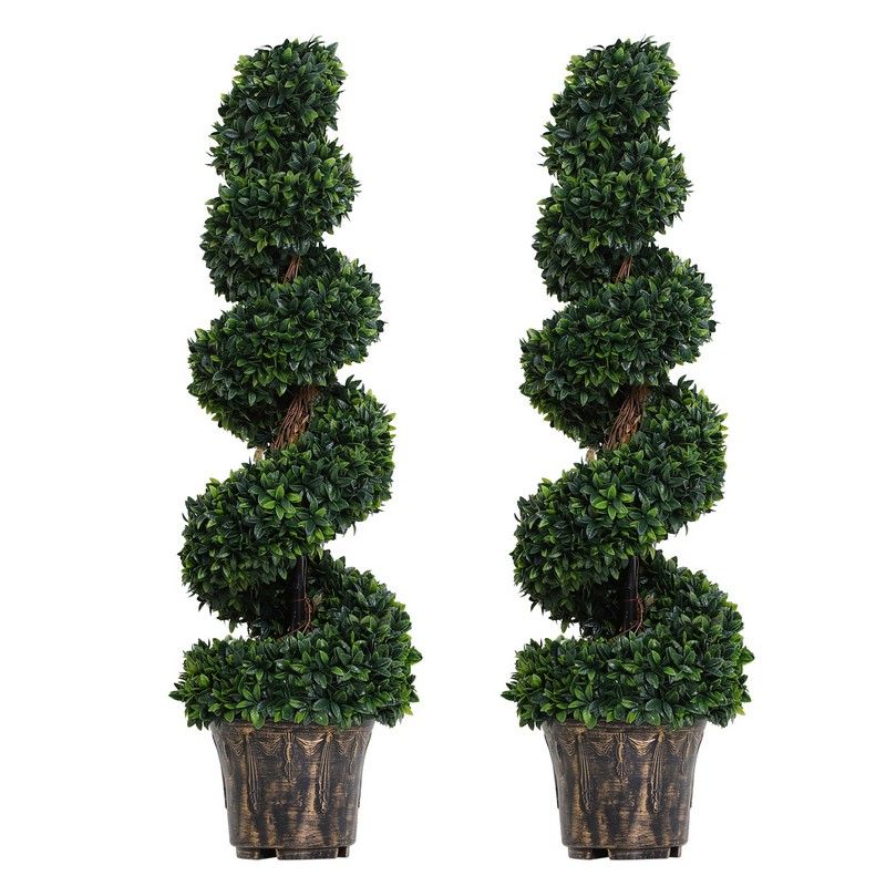 Set 2 Artificial Spiral Topiary Plant