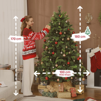6ft Carolina Pine Christmas Tree Artificial - with LED Lights Multicoloured 2123 Tips
