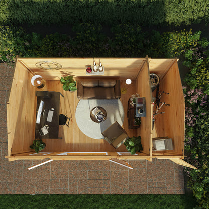 Mercia Studio 10' 3" x 16' 10" Apex Log Cabin - Premium 44mm Cladding Loglap - Brown UPVC