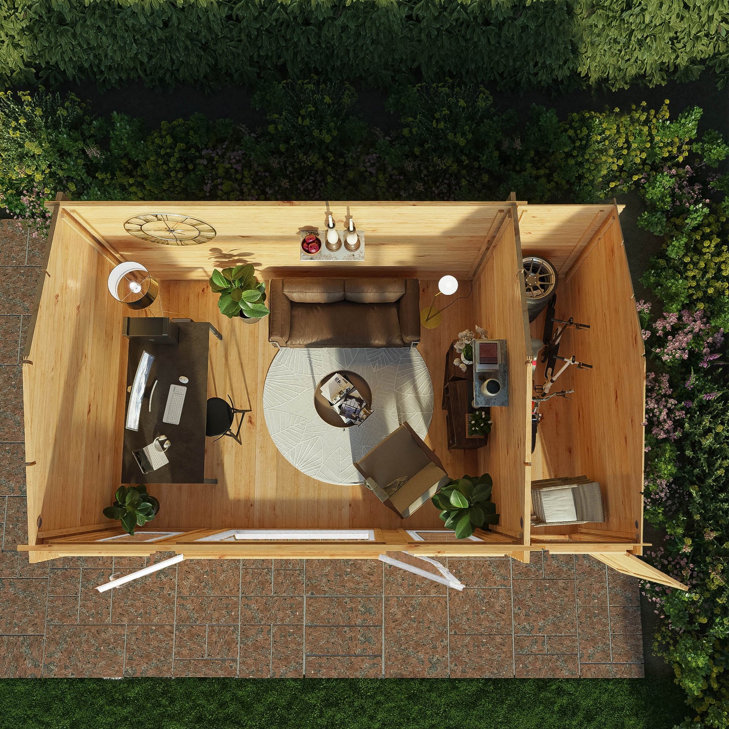Mercia Studio 10' 3" x 16' 10" Apex Log Cabin - Premium 44mm Cladding Loglap - White UPVC