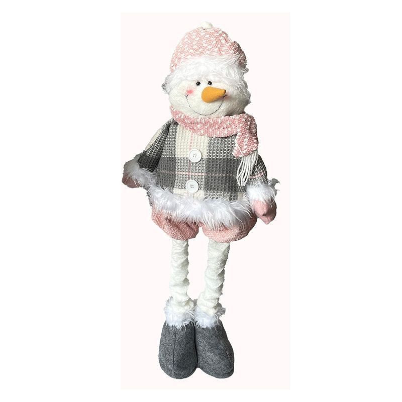 Snowman Christmas Decoration Grey & Pink - 100cm by Christmas Time Primary Image