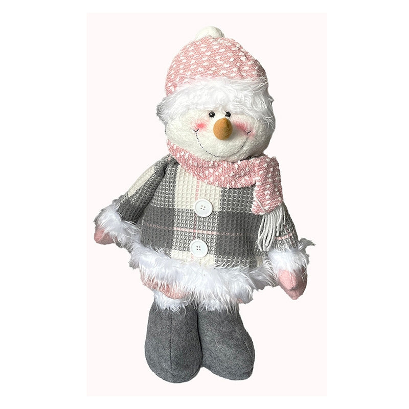 Snowman Christmas Decoration Grey & Pink - 100cm by Christmas Time